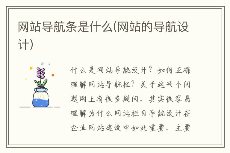 网站导航条是什么(网站的导航设计)