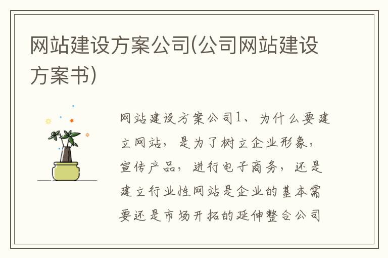 网站建设方案公司(公司网站建设方案书)