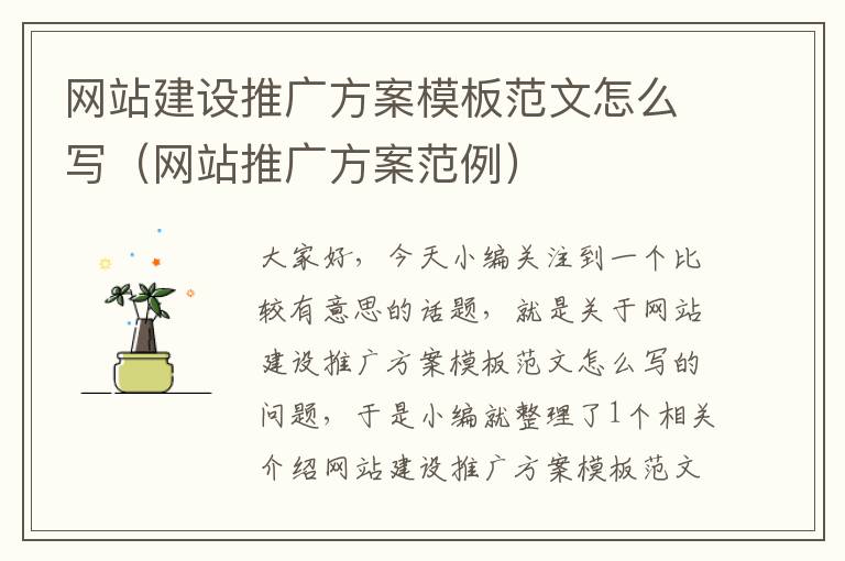 网站建设推广方案模板范文怎么写（网站推广方案范例）