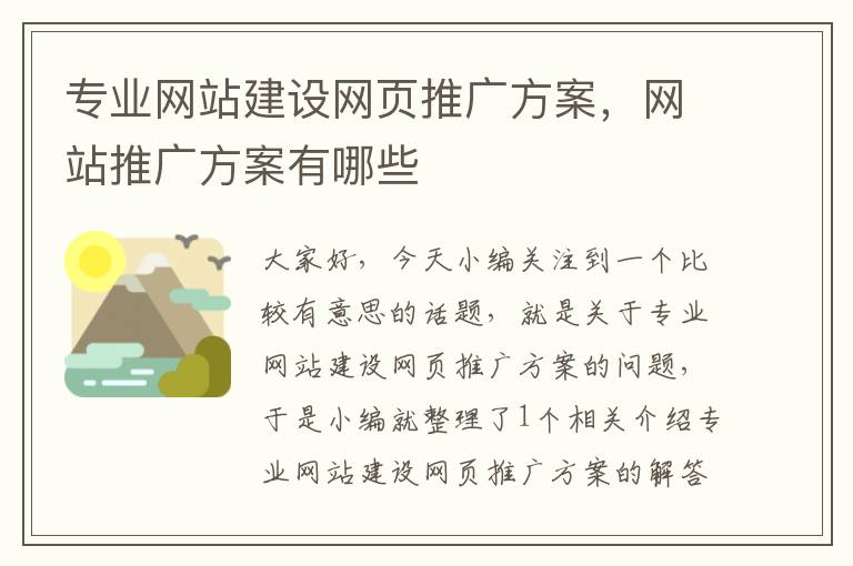 专业网站建设网页推广方案，网站推广方案有哪些