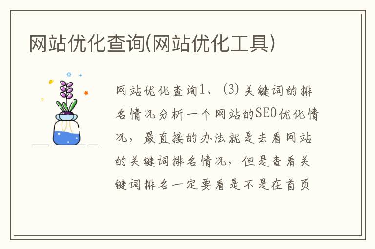 网站优化查询(网站优化工具)