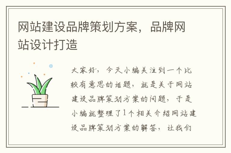 网站建设品牌策划方案，品牌网站设计打造