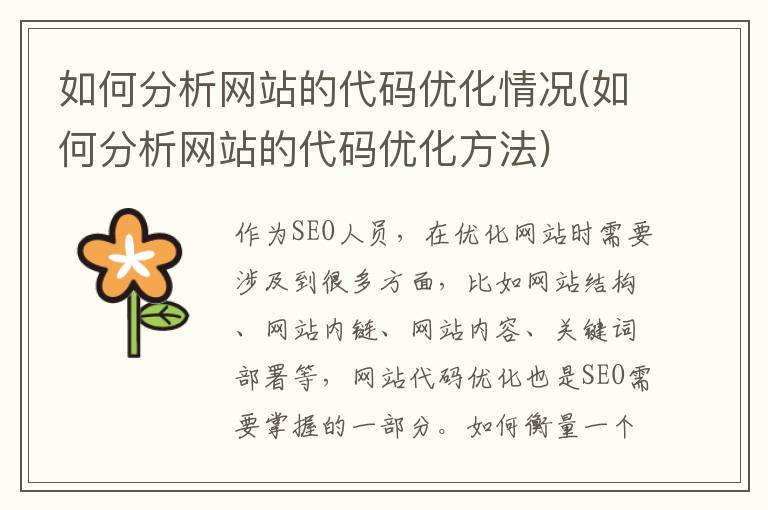 如何分析网站的代码优化情况(如何分析网站的代码优化方法)