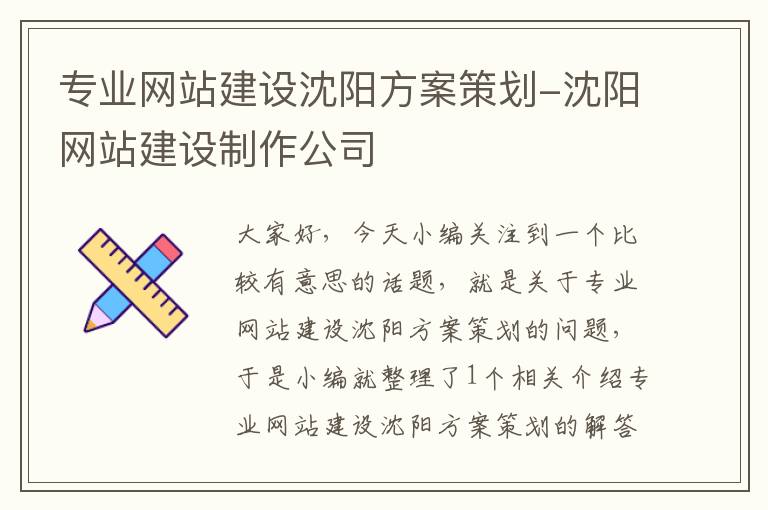 专业网站建设沈阳方案策划-沈阳网站建设制作公司