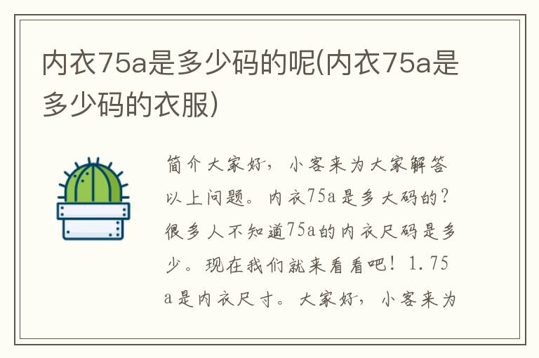 内衣75a是多少码的呢(内衣75a是多少码的衣服)