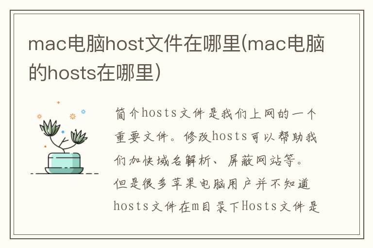 mac电脑host文件在哪里(mac电脑的hosts在哪里)