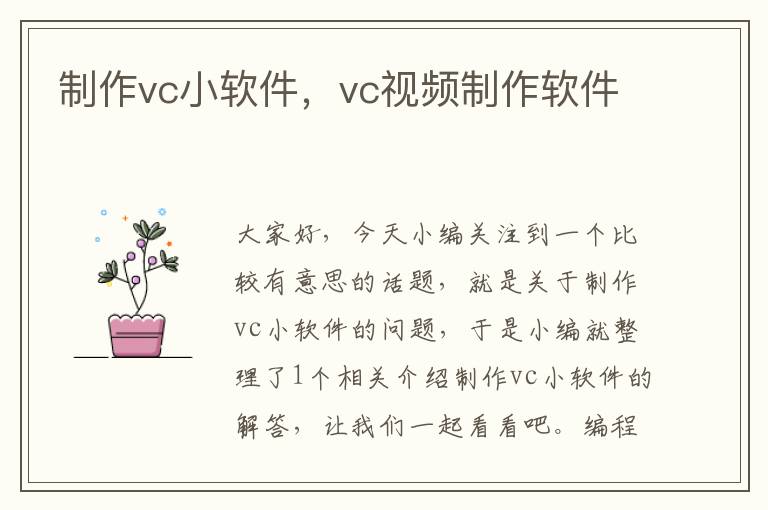 制作vc小软件，vc视频制作软件