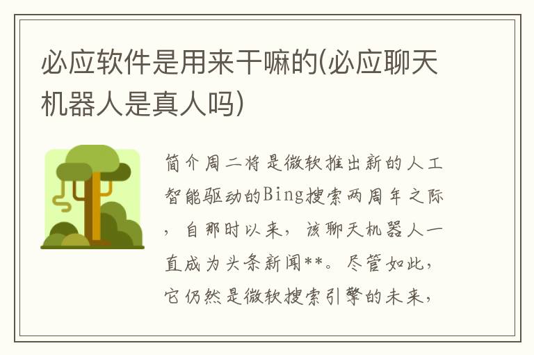 必应软件是用来干嘛的(必应聊天机器人是真人吗)