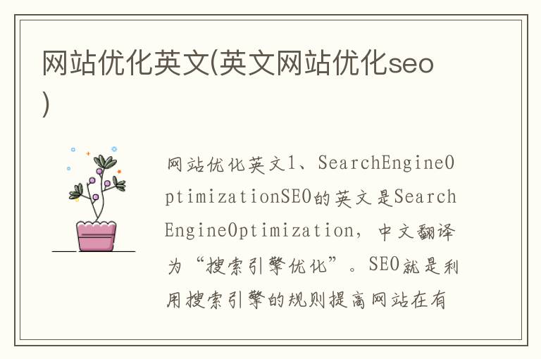 网站优化英文(英文网站优化seo)