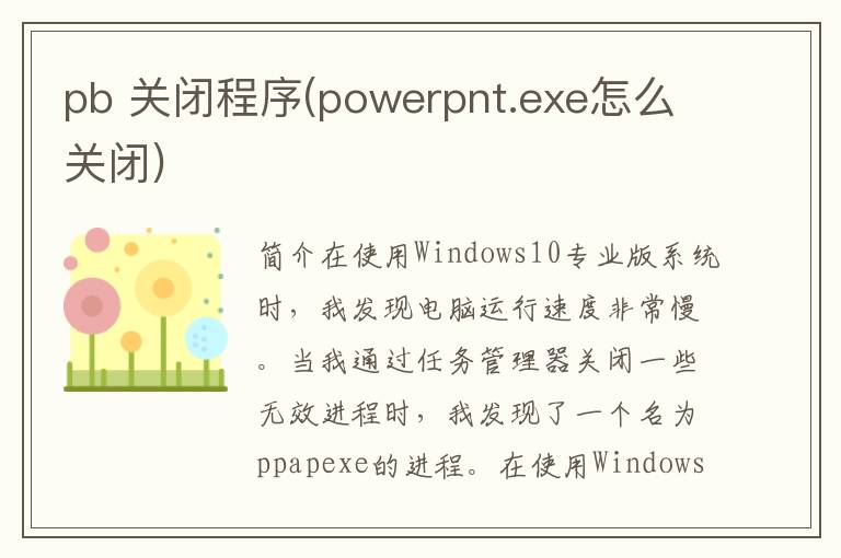 pb 关闭程序(powerpnt.exe怎么关闭)