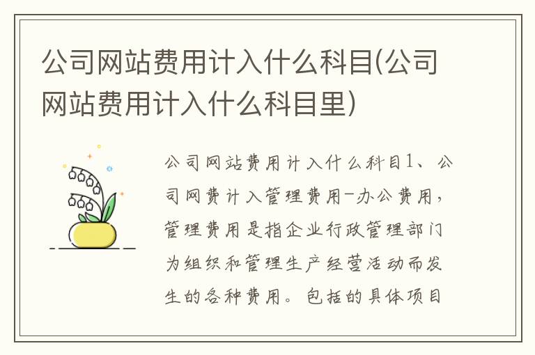 公司网站费用计入什么科目(公司网站费用计入什么科目里)