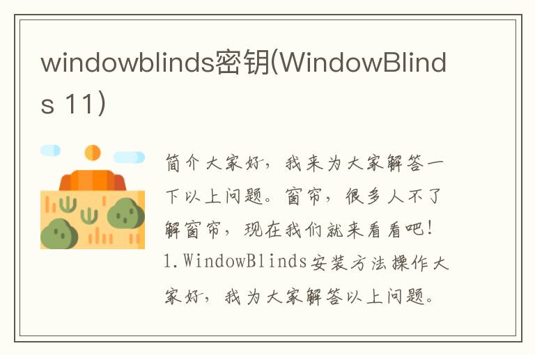 windowblinds密钥(WindowBlinds 11)