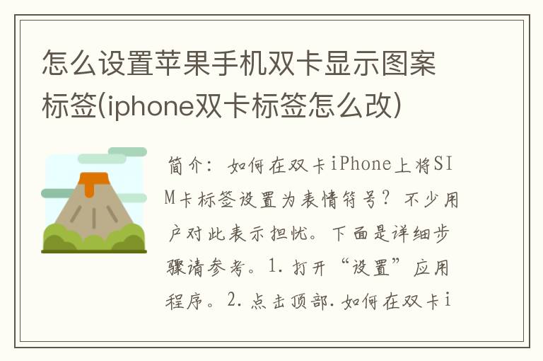 怎么设置苹果手机双卡显示图案标签(iphone双卡标签怎么改)