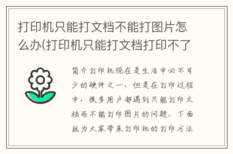 打印机只能打文档不能打图片怎么办(打印机只能打文档打印不了图片怎么回事)