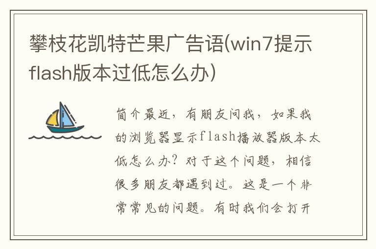 攀枝花凯特芒果广告语(win7提示flash版本过低怎么办)