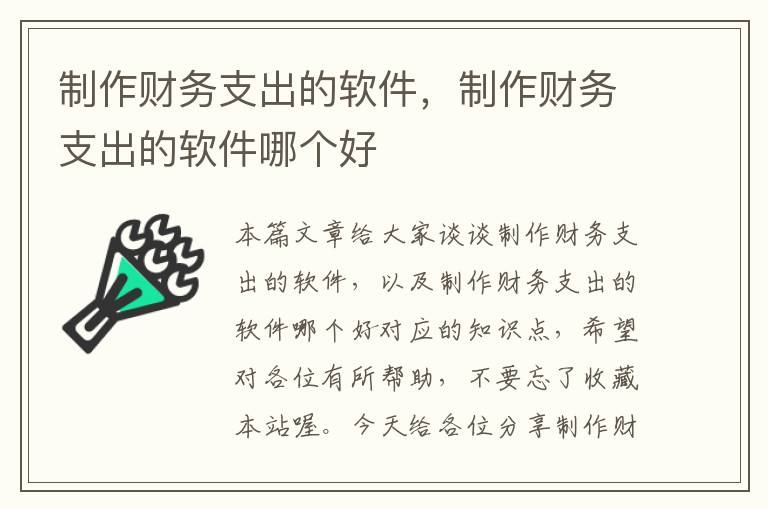 制作财务支出的软件，制作财务支出的软件哪个好