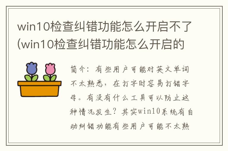 win10检查纠错功能怎么开启不了(win10检查纠错功能怎么开启的)