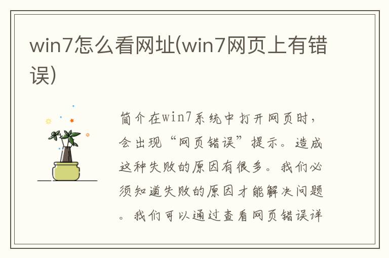 win7怎么看网址(win7网页上有错误)