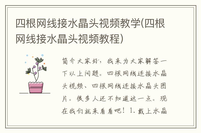 四根网线接水晶头视频教学(四根网线接水晶头视频教程)