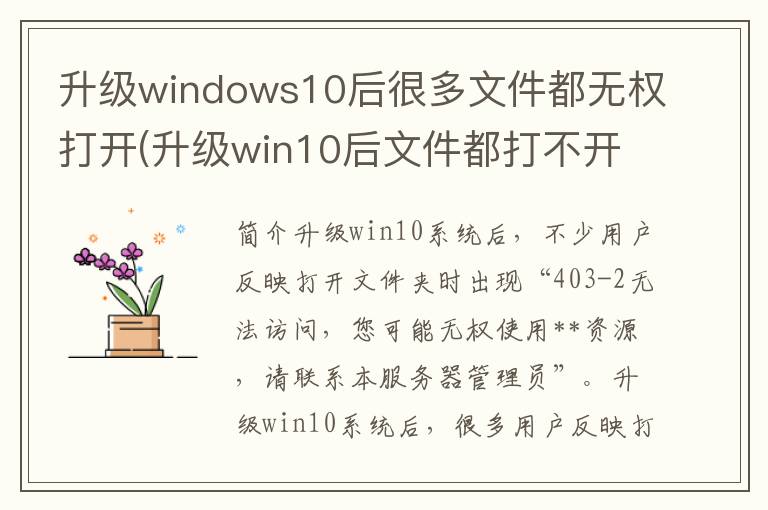 升级windows10后很多文件都无权打开(升级win10后文件都打不开了)