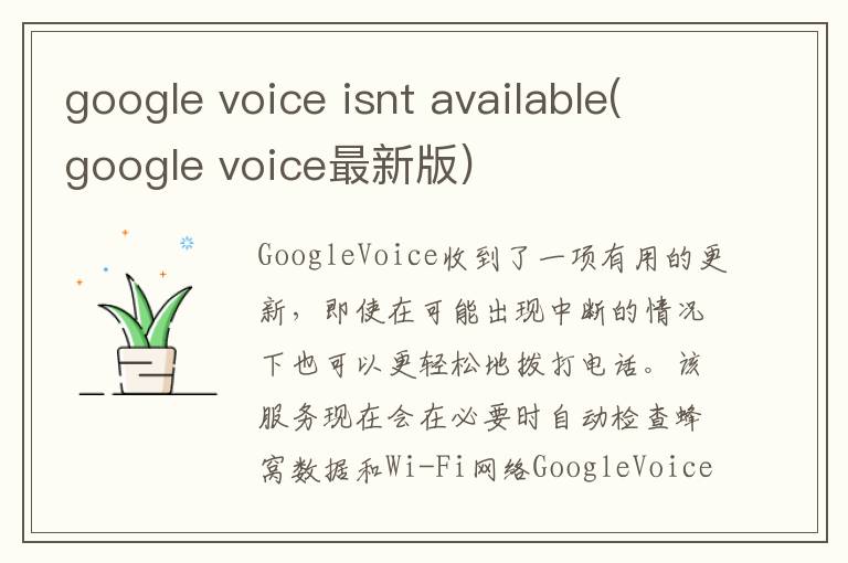 google voice isnt available(google voice最新版)