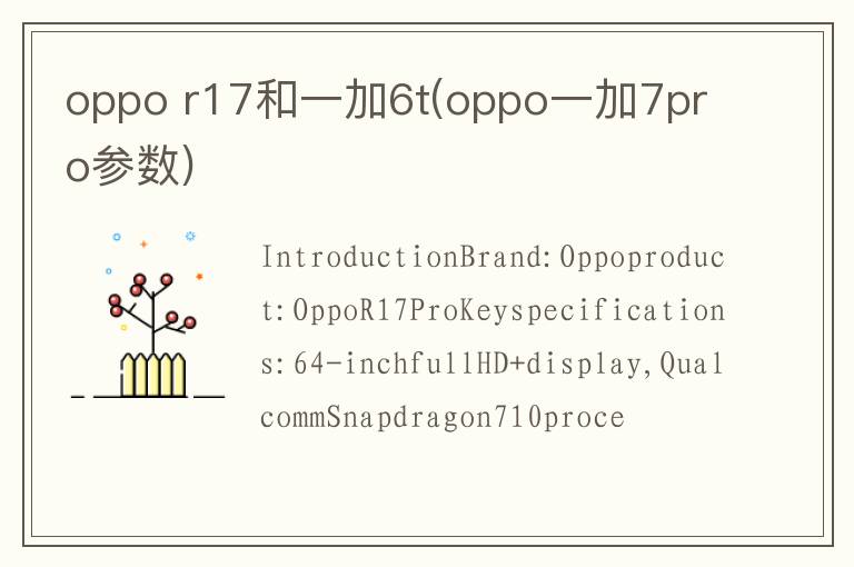 oppo r17和一加6t(oppo一加7pro参数)