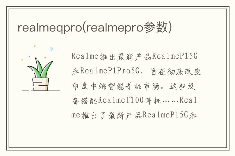 realmeqpro(realmepro参数)