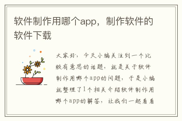 软件制作用哪个app，制作软件的软件下载