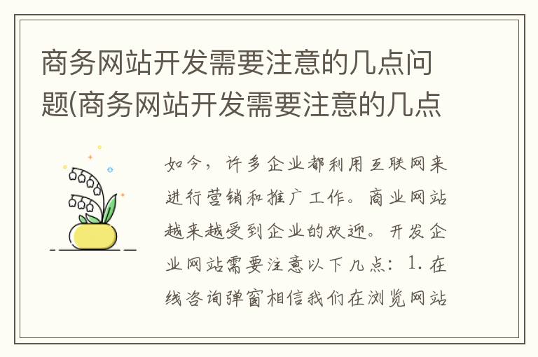 商务网站开发需要注意的几点问题(商务网站开发需要注意的几点事项)