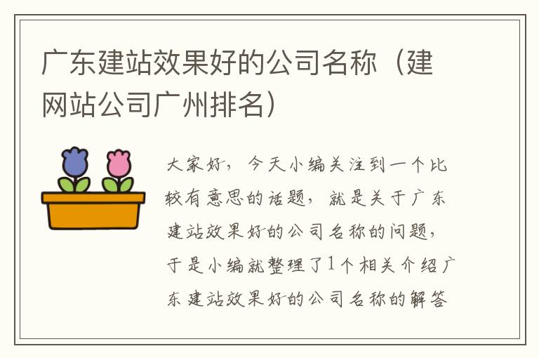 广东建站效果好的公司名称（建网站公司广州排名）