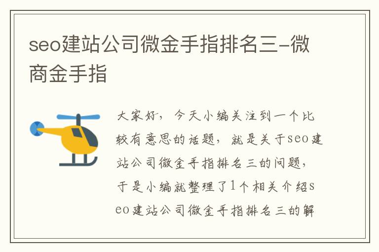 seo建站公司微金手指排名三-微商金手指