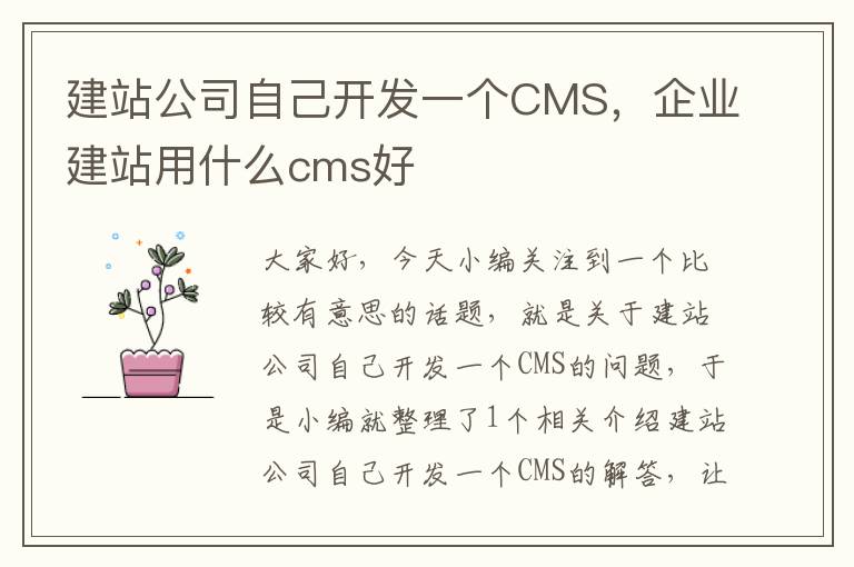 建站公司自己开发一个CMS，企业建站用什么cms好