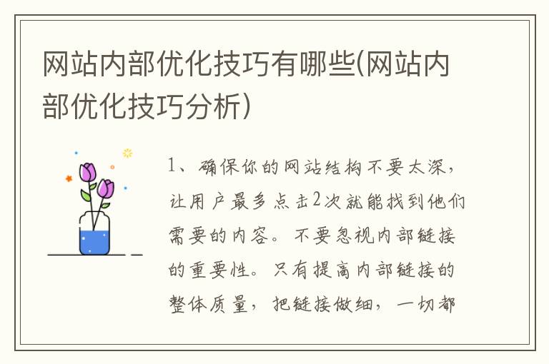 网站内部优化技巧有哪些(网站内部优化技巧分析)