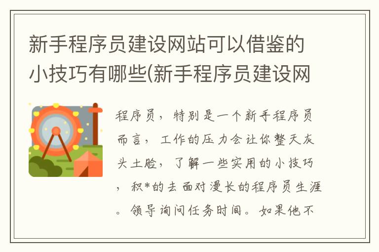 新手程序员建设网站可以借鉴的小技巧有哪些(新手程序员建设网站可以借鉴的小技巧是什么)