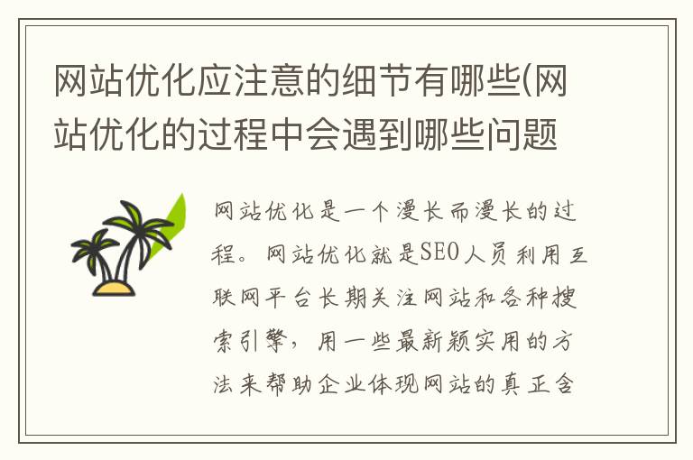 网站优化应注意的细节有哪些(网站优化的过程中会遇到哪些问题和困难)