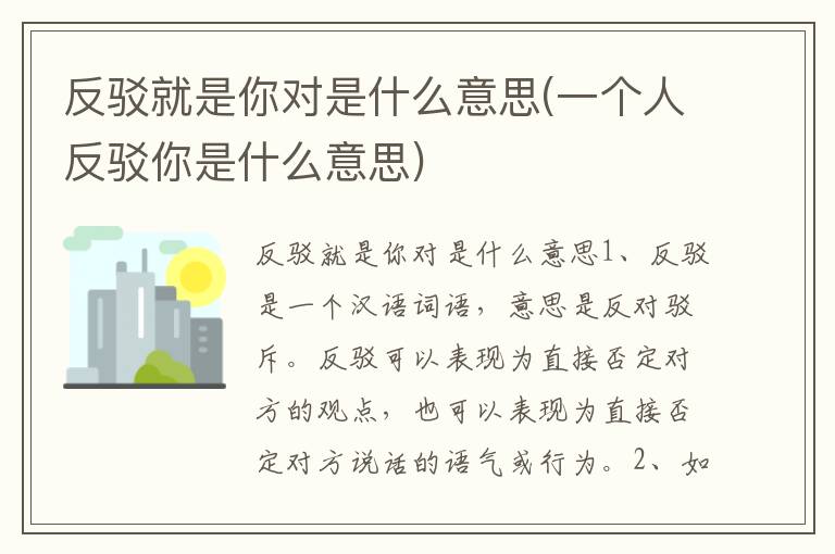 反驳就是你对是什么意思(一个人反驳你是什么意思)