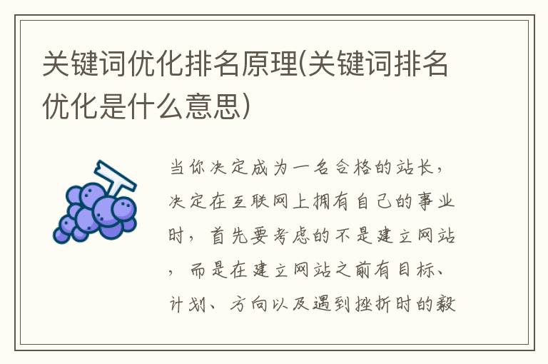 关键词优化排名原理(关键词排名优化是什么意思)