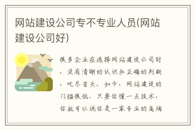 网站建设公司专不专业人员(网站建设公司好)