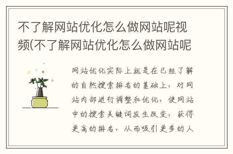 不了解网站优化怎么做网站呢视频(不了解网站优化怎么做网站呢知乎)