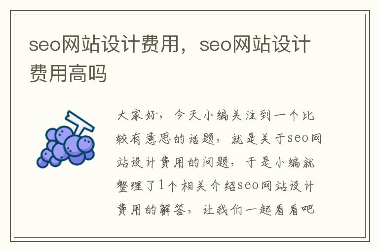 seo网站设计费用，seo网站设计费用高吗