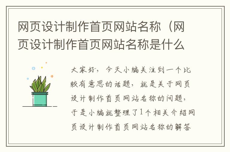 网页设计制作首页网站名称（网页设计制作首页网站名称是什么）