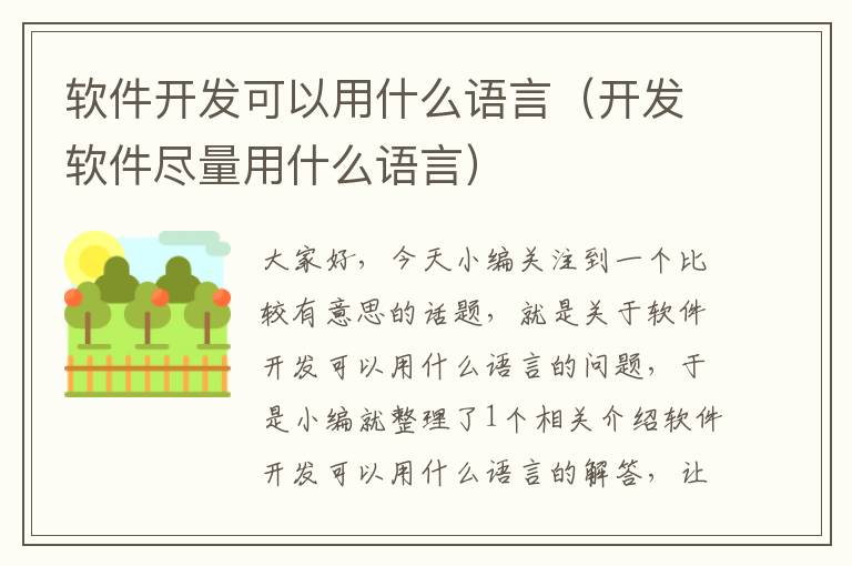 软件开发可以用什么语言（开发软件尽量用什么语言）