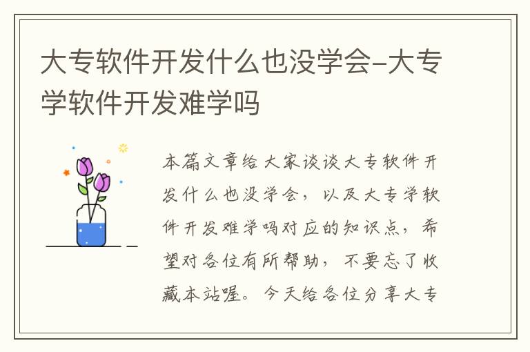 大专软件开发什么也没学会-大专学软件开发难学吗