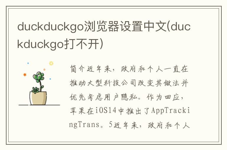 duckduckgo浏览器设置中文(duckduckgo打不开)