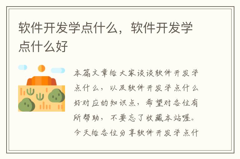 软件开发学点什么，软件开发学点什么好