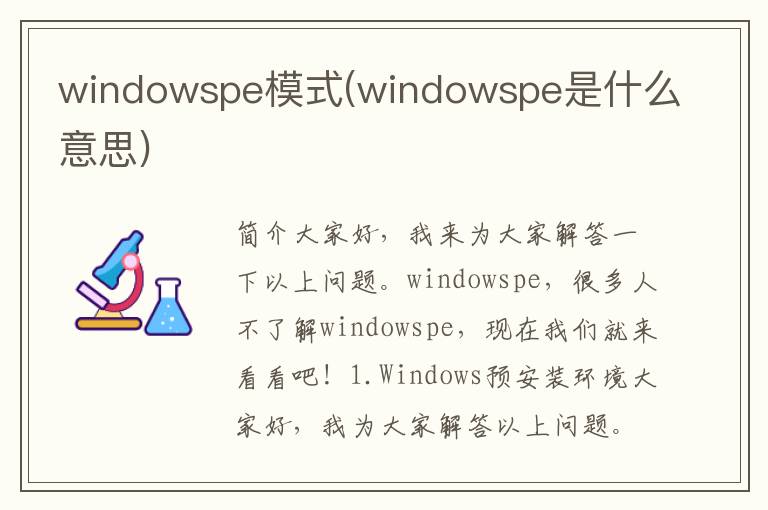 windowspe模式(windowspe是什么意思)