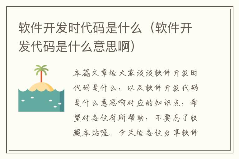 软件开发时代码是什么（软件开发代码是什么意思啊）