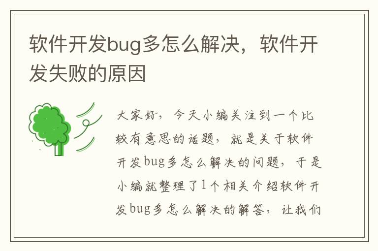 软件开发bug多怎么解决，软件开发失败的原因