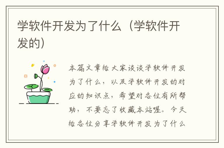 学软件开发为了什么（学软件开发的）