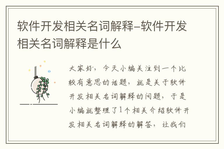 软件开发相关名词解释-软件开发相关名词解释是什么